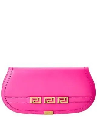 Versace Женский кожаный клатч Greca Goddess розовый, розовый
