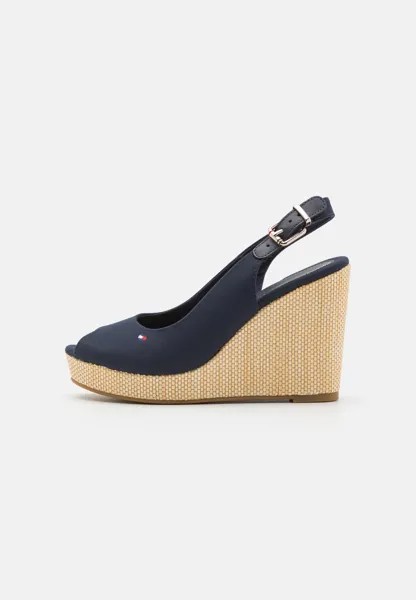 Босоножки на высоком каблуке ICONIC ELENA SLING BACK WEDGE Tommy Hilfiger, цвет space blue