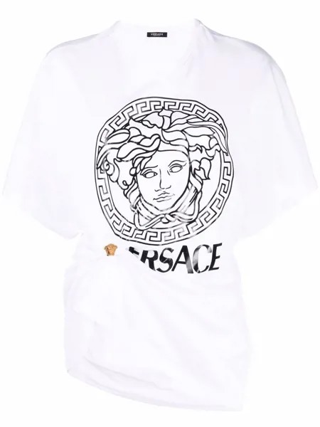 Versace футболка со сборками и декором Medusa