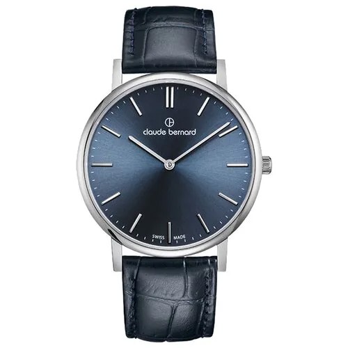 Наручные часы Claude Bernard Slime Line Classic 20219-3BUIN, серебряный, синий