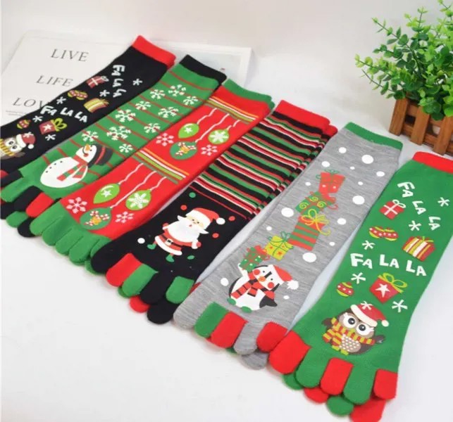 Рождественские носки с пятью пальцами Новые мужские и женские осенние и зимние рождественские пасхальные украшения цветные чулки носки-тапочки подарок