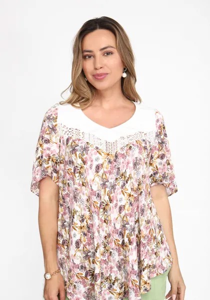 Блуза в цветочек с кружевом