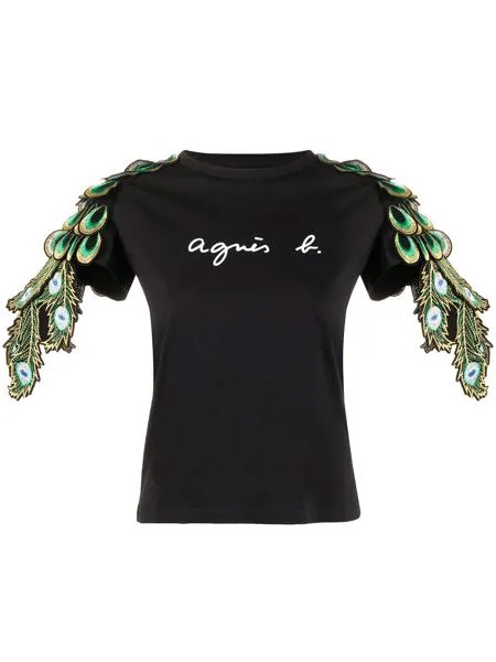 Agnès b. футболка с перьями