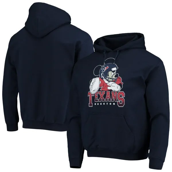 Мужской темно-синий пуловер с капюшоном Junk Food Houston Texans Disney Mickey Quarterback