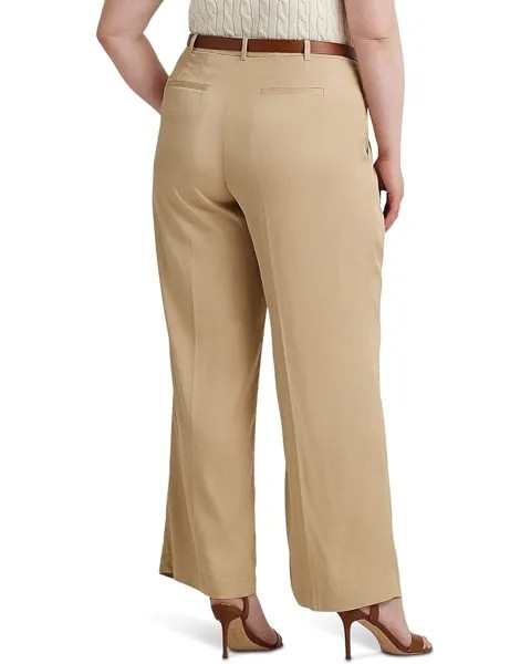 Брюки LAUREN Ralph Lauren Plus Size Pleated Twill Wide-Leg Pants, цвет Birch Tan