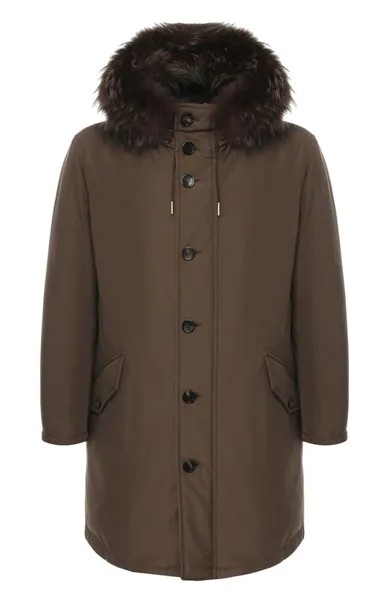 Пуховая парка на молнии с капюшоном Zegna