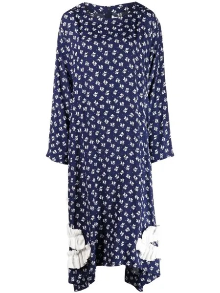 Comme Des Garçons Comme Des Garçons платье с длинными рукавами и цветочным принтом, синий