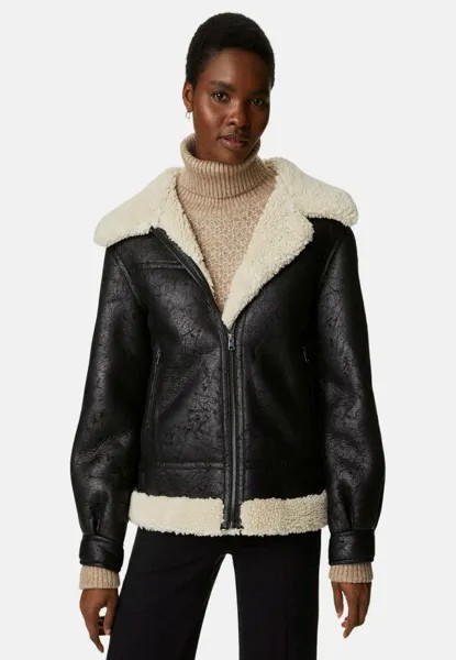 Куртка из эко-кожи Marks & Spencer, черный меланж