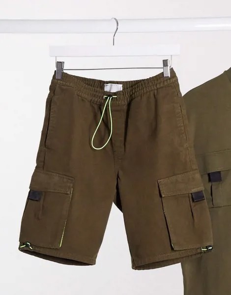 Джинсовые шорты цвета хаки от комплекта с сетчатой отделкой ASOS DESIGN-Зеленый цвет