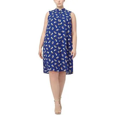Женское темно-синее платье-рубашка до колена Anne Klein с цветочным принтом Plus 2X BHFO 8023
