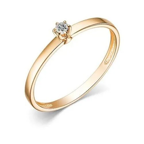 Кольцо помолвочное АЛЬКОР, красное золото, 585 проба, бриллиант, размер 17