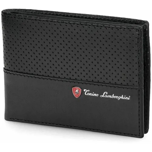 Портмоне Tonino Lamborghini Driving Black, 13х10 см, кожа.