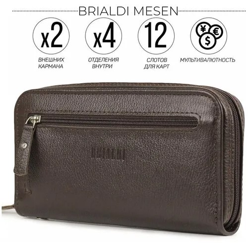 Мужской клатч с 4 внутренними отделениями BRIALDI Mesen (Месен) relief brown