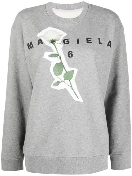 MM6 Maison Margiela толстовка с логотипом, серый
