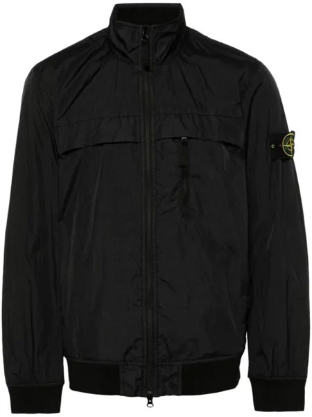 Stone Island бомбер с нашивкой Compass и жатым эффектом, черный