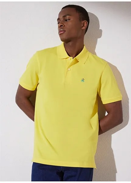 Желтая мужская футболка с воротником поло Brooks Brothers