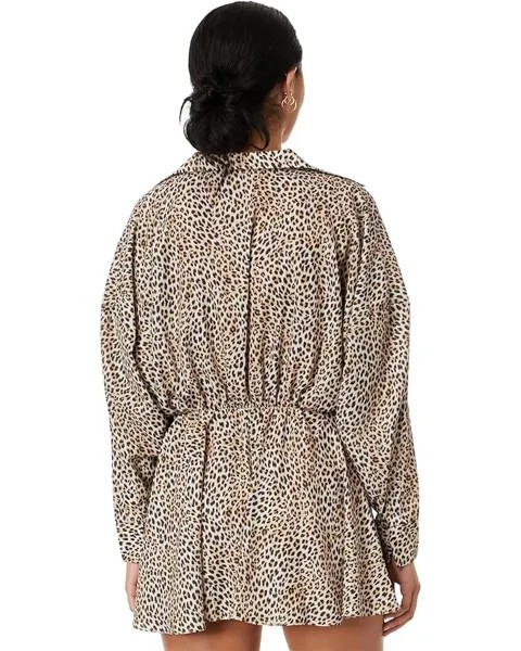 Платье Norma Kamali Super Oversized Boyfriend NK Shirt Flared Mini Dress, цвет BB Leopard
