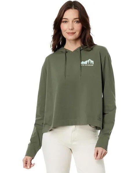 Худи Life is Good Mountain Silhouette Crusher Flex Boxy, цвет Dark Moss Green