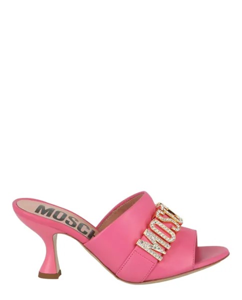 Босоножки на каблуке с логотипом Moschino, розовый
