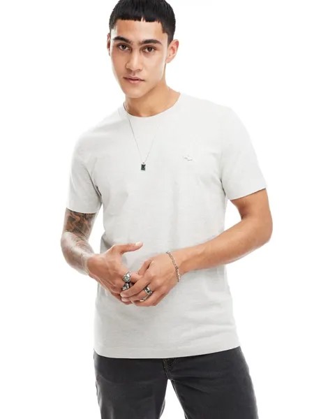 Abercrombie & Fitch – серая меланжевая футболка с рельефным логотипом