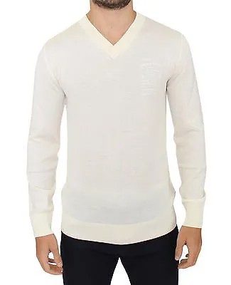 ERMANNO SCERVINO Свитер Off-White из смесовой шерсти, пуловер с V-образным вырезомIT46 / S Рекомендуемая розничная цена 480 долларов США
