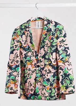 Пиджак с гавайским цветочным принтом COLLUSION Unisex-Многоцветный