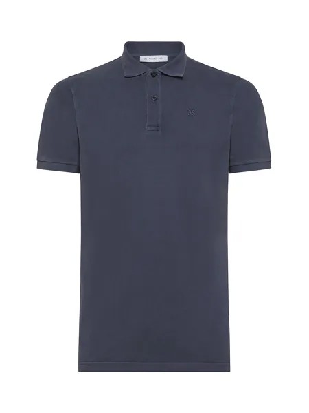 Manuel Ritz рубашка-поло из эластичного хлопка, окрашенная в готовом виде, с логотипом, темно-синий