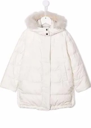 Brunello Cucinelli Kids пуховик с капюшоном