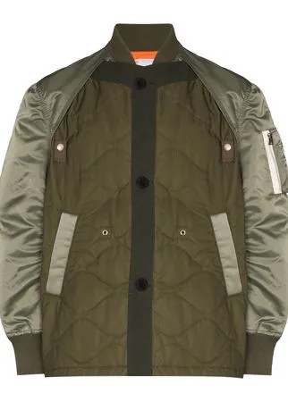 Sacai бомбер со стегаными вставками