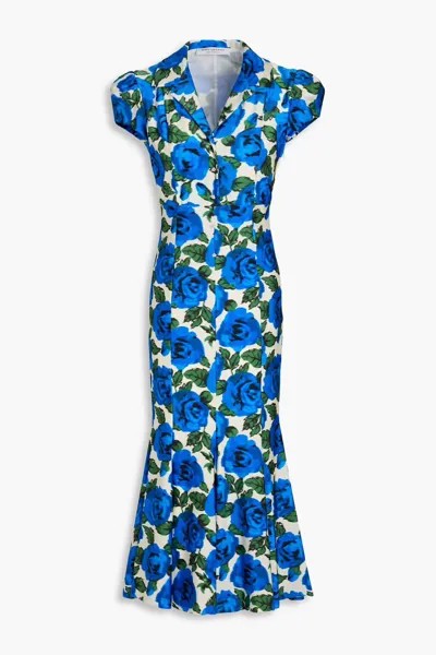 Платье миди из эластичного джерси с цветочным принтом Philosophy Di Lorenzo Serafini, синий