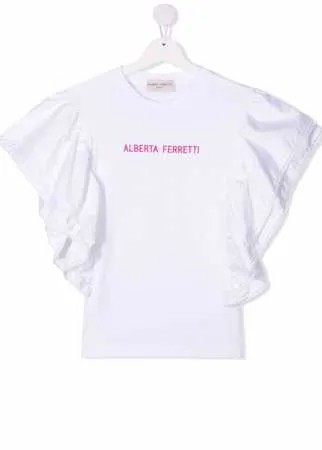 Alberta Ferretti Kids футболка с оборками на рукавах