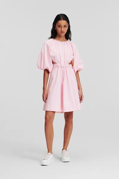 Платье из органического хлопка с пышными рукавами Karl Lagerfeld, розовый