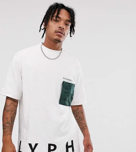 Oversize-футболка с карманом в стиле милитари и логотипом LYPH-Белый