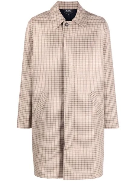 A.P.C. клетчатое пальто, нейтральный цвет