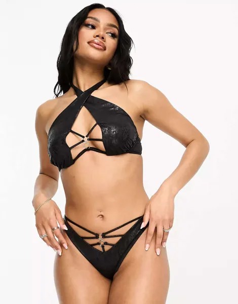 Черные плавки бикини из искусственной кожи Ann Summers