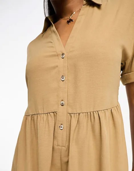 Мягкий комбинезон-рубашка с каменным эффектом льна Miss Selfridge