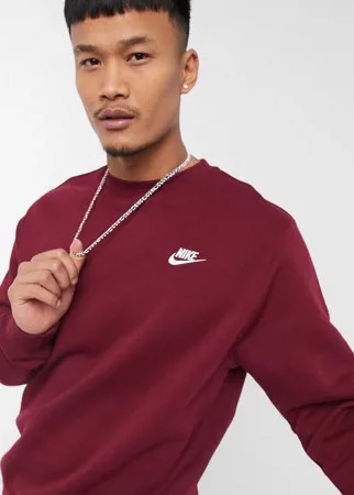 Бордовый свитшот с круглым вырезом Nike Club-Красный