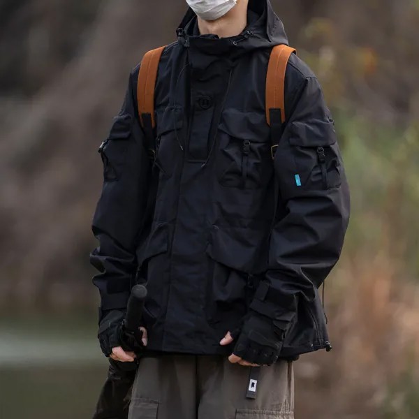 Трендовая уличная куртка с капюшоном, ветровка свободного покроя для альпинизма, Мужская Высококачественная куртка-карго в стиле Харадзюку, японская одежда