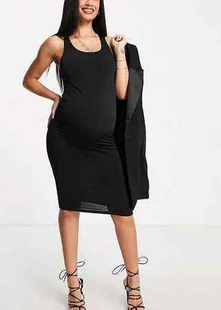 Черное облегающее платье миди Flounce London Maternity-Черный цвет
