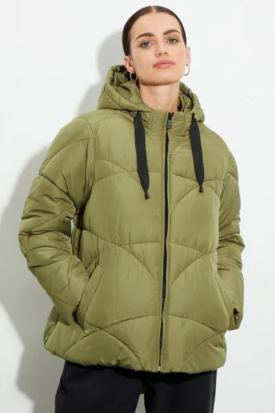 Короткое стеганое пальто с контрастной отделкой Dorothy Perkins, зеленый
