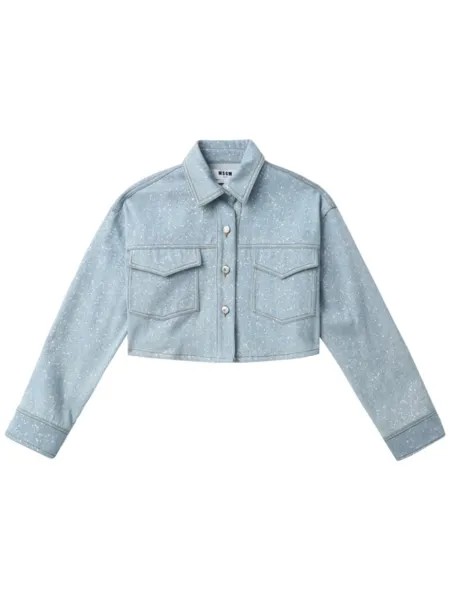 MSGM укороченная джинсовая рубашка, синий
