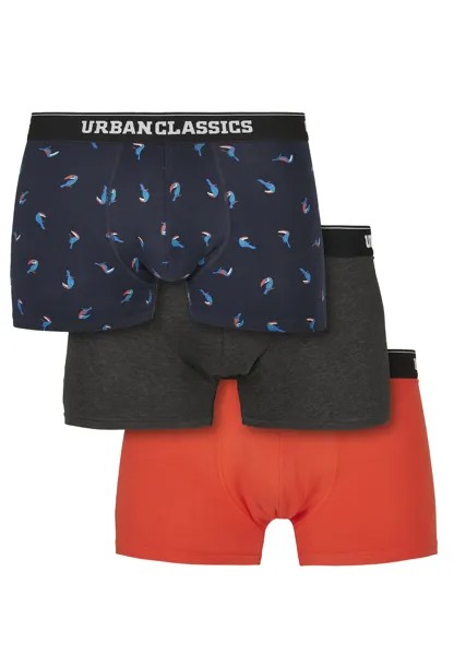 Боксеры Urban Classics Boxershorts, цвет bird aop+boxer orange+charcoal