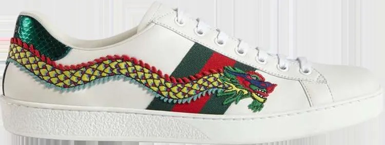 Кроссовки Gucci Ace Embroidered Dragon, белый