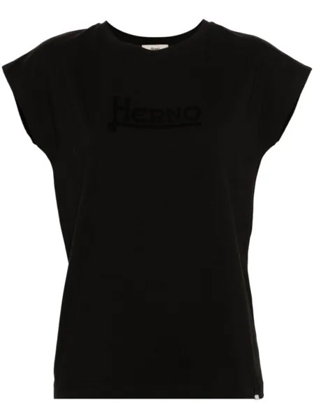 Herno футболка с рукавами кап и логотипом, черный