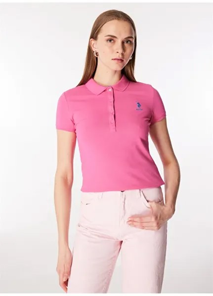 Женская футболка-поло приталенного кроя цвета фуксии TP0124 U.S. Polo Assn., фуксия