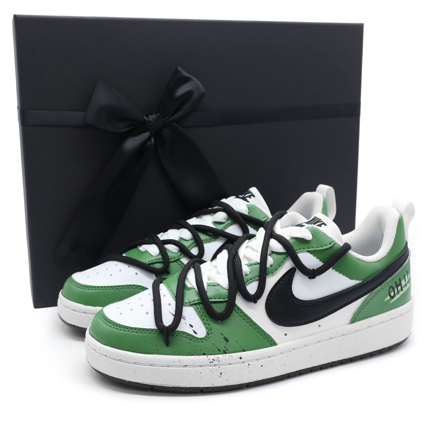 Кроссовки Nike Court Borough Skateboarding Shoes Women's Low-top Black, White, Green, зеленый