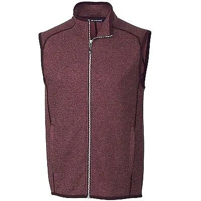 Cutter - Buck Mainsail Sweater-Knit Mens Full Zip Vest - Bordeaux Heather - 3X
