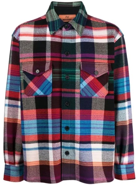 Missoni клетчатая рубашка из смесовой шерсти, синий