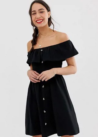Сарафан мини на пуговицах с ярусной юбкой ASOS DESIGN Tall-Черный