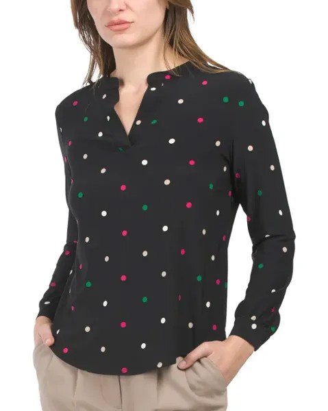 Миниатюрная блузка-туника Anne Klein, черный/зеленый